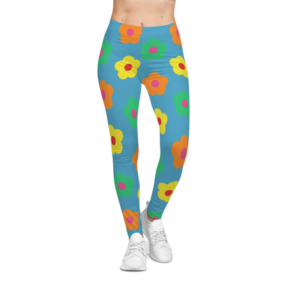 Damen Casual Leggings (AOP) Blumen Bunt