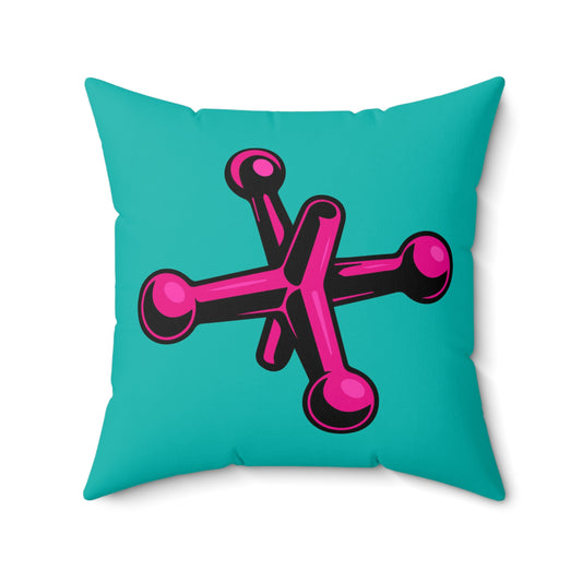 Faux Suede Square Pillow Jacks fushia - turquoise