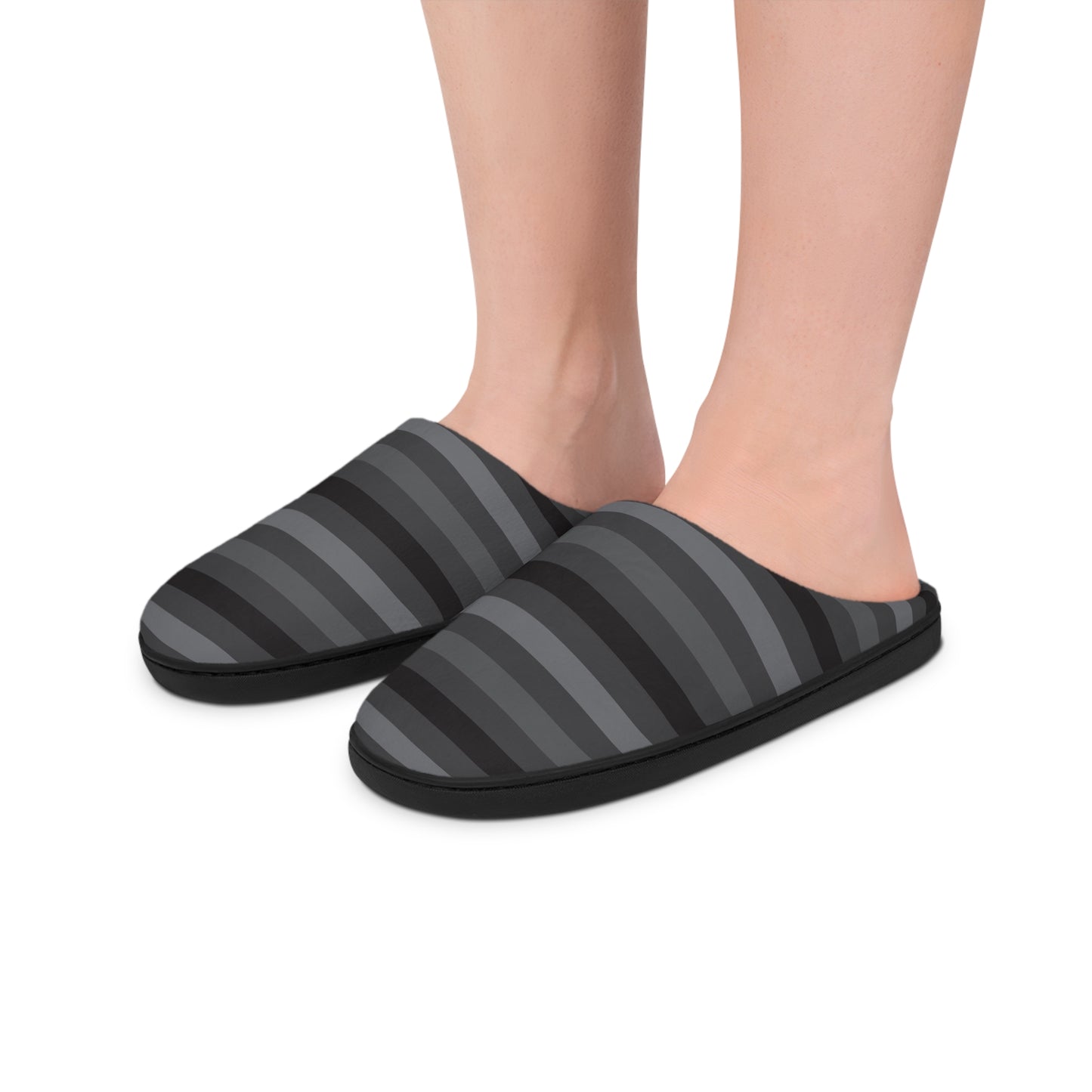 Men's Indoor Slippers - Black Stripes