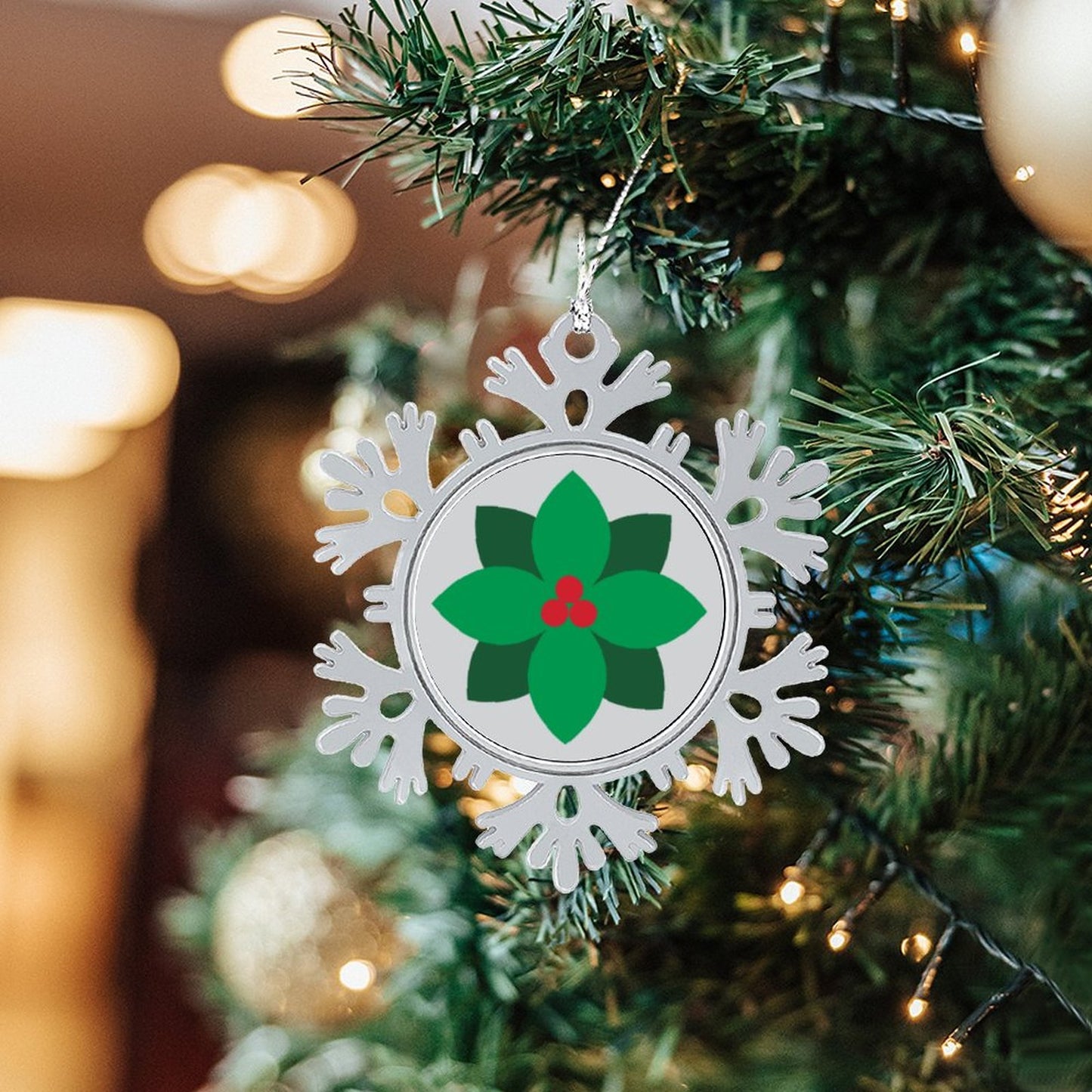 Christmas Aluminium Snowflake Decorations Green Flower