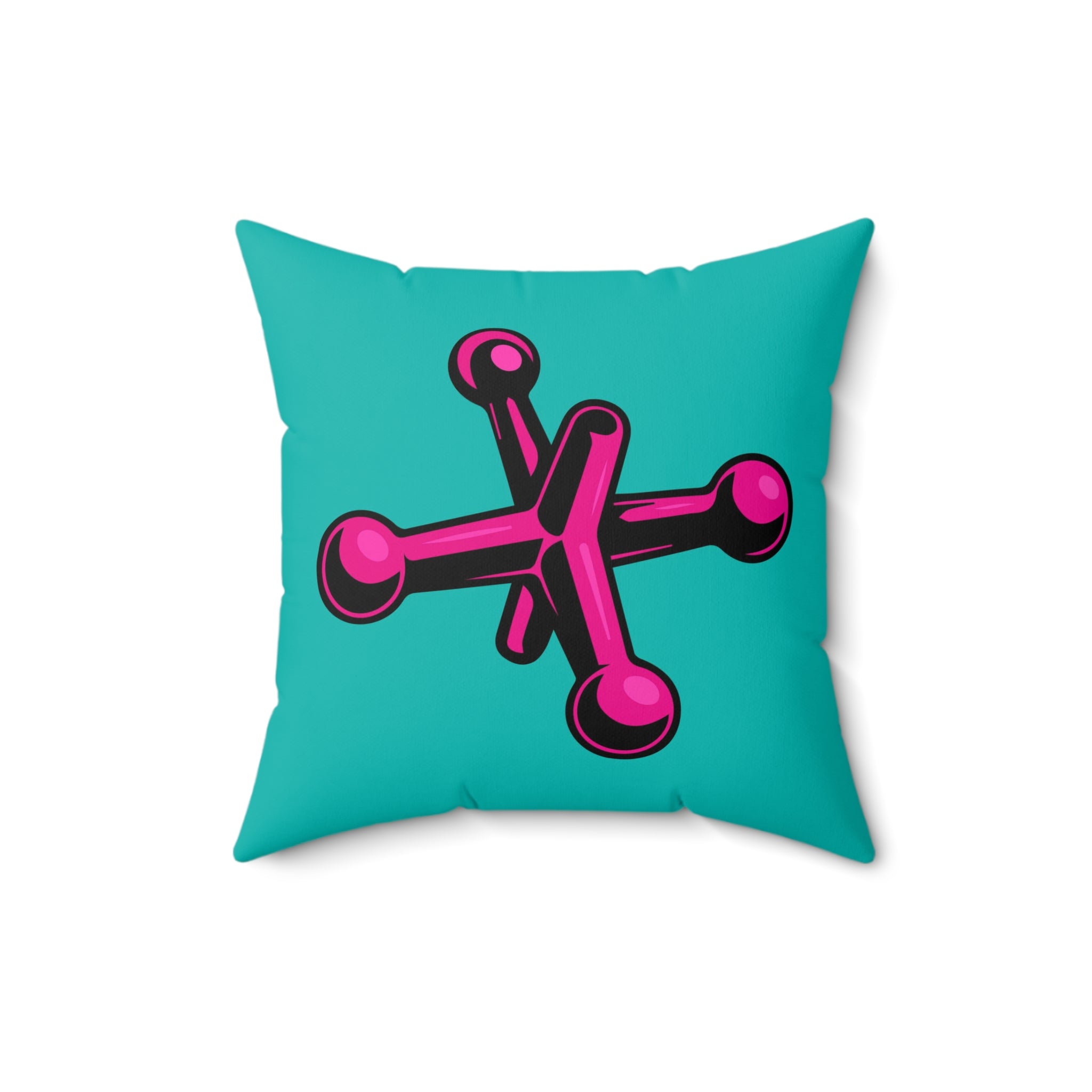 Faux Suede Square Pillow Jacks fushia - turquoise