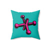 Faux Suede Square Pillow Jacks fushia - turquoise