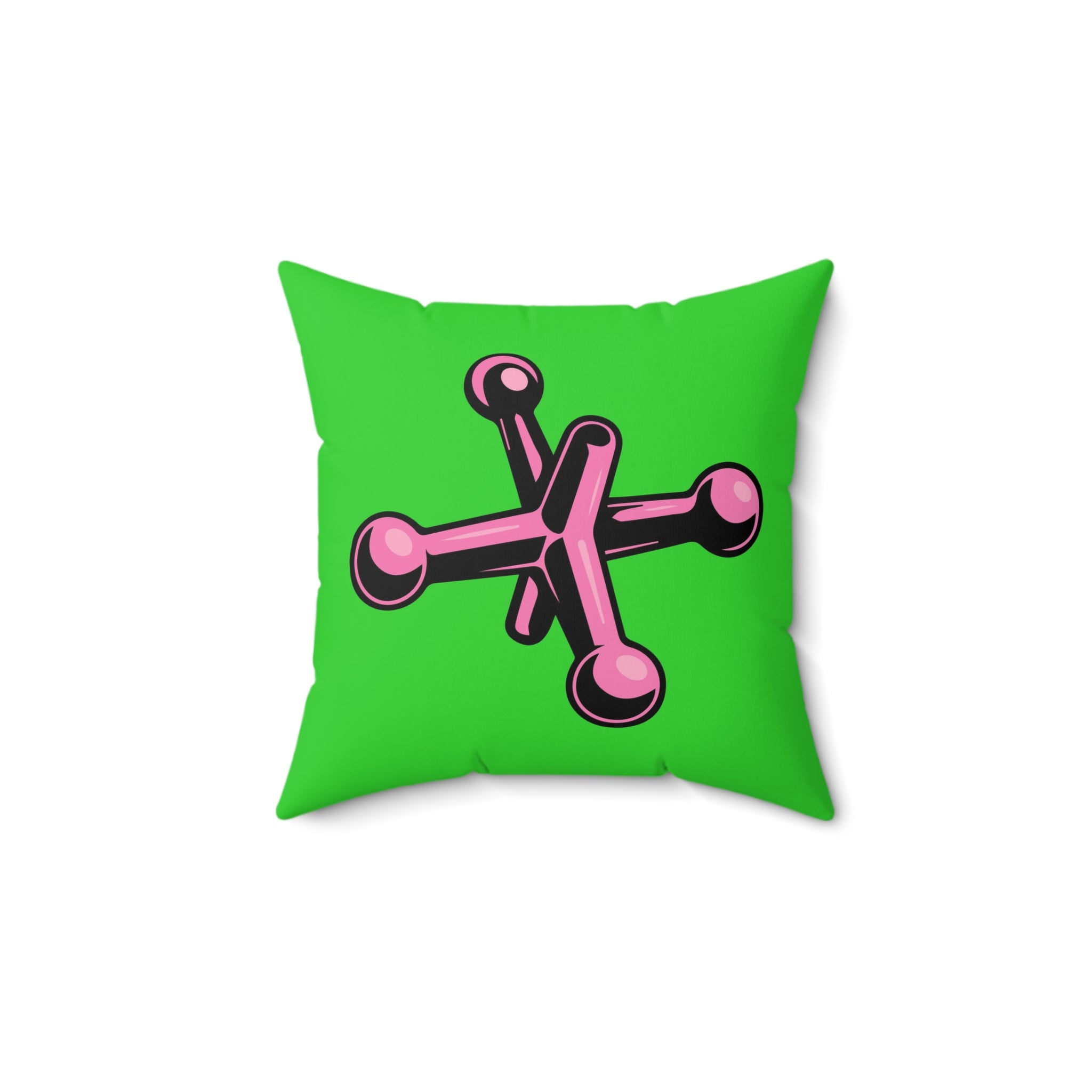 Faux Suede Square Pillow Jacks pink - green