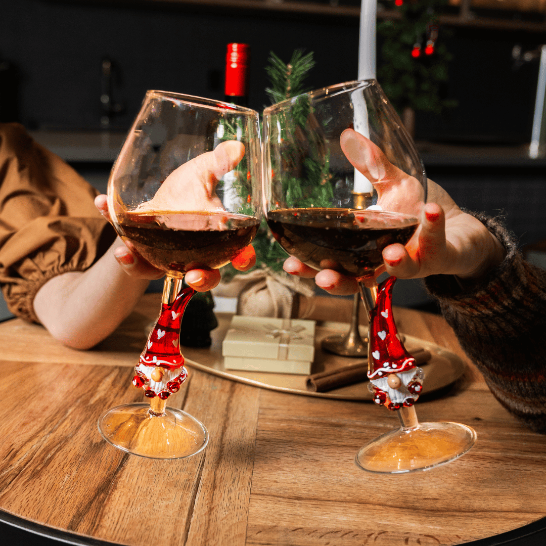 Christmas 3D Stemmed Gnome Wine Glasses