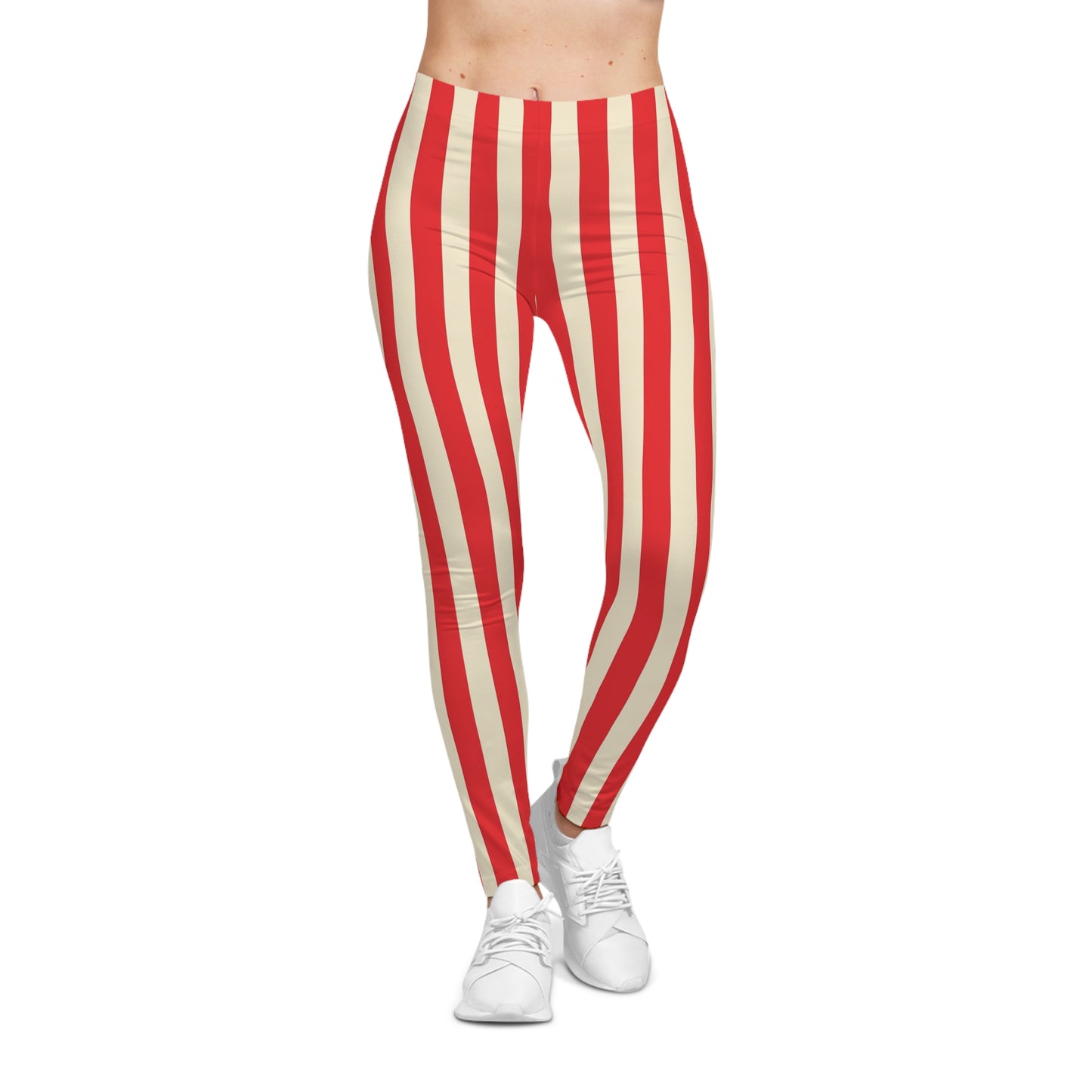 Women's Casual Leggings (AOP) Red Stripes