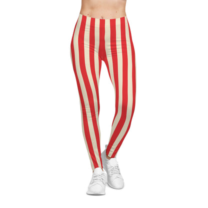 Women's Casual Leggings (AOP) Red Stripes