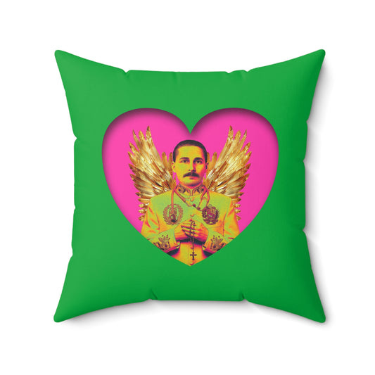 Faux Suede Square Pillow José Gregorio Hernández Pop 1 green