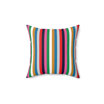 Faux Suede Square Pillow Christmas Stripes