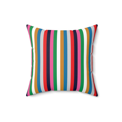 Faux Suede Square Pillow Christmas Stripes