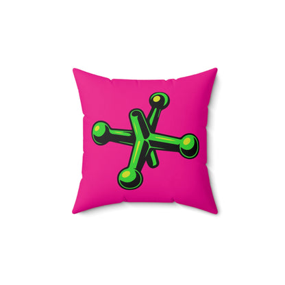 Faux Suede Square Pillow Jacks green - fushia