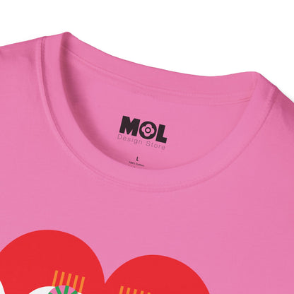 Frieden &amp; Liebe Herzliches Unisex Softstyle T-Shirt 