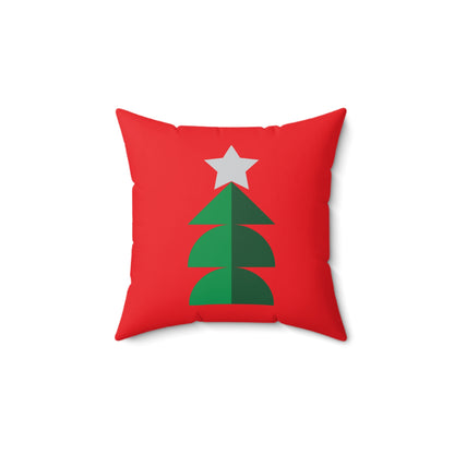 Faux Suede Square Pillow Christmas Pine Tree flat