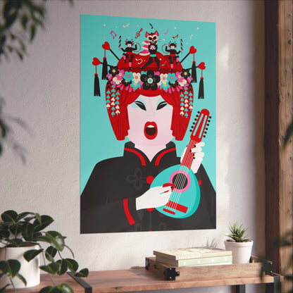Giclée Fine Art Print  - Beijing Opera Art - The Mandolin Player