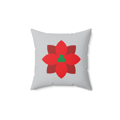 Faux Suede Square Pillow Christmas Flowers flat