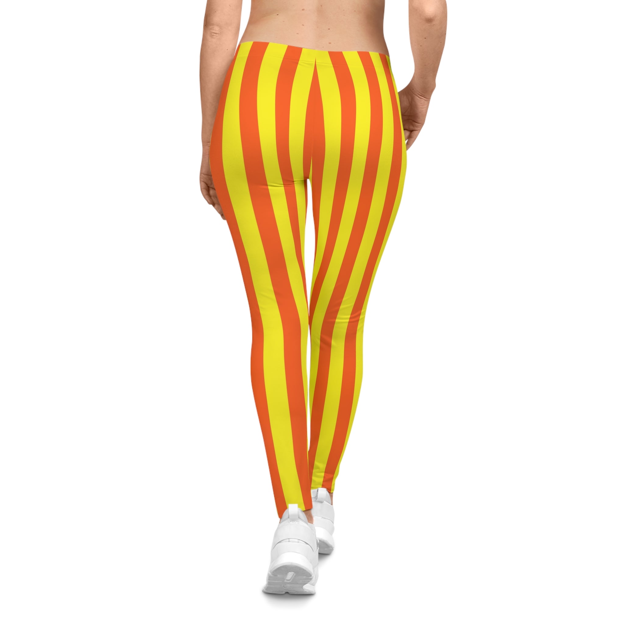 Women's Casual Leggings (AOP) Stripes yellow orange