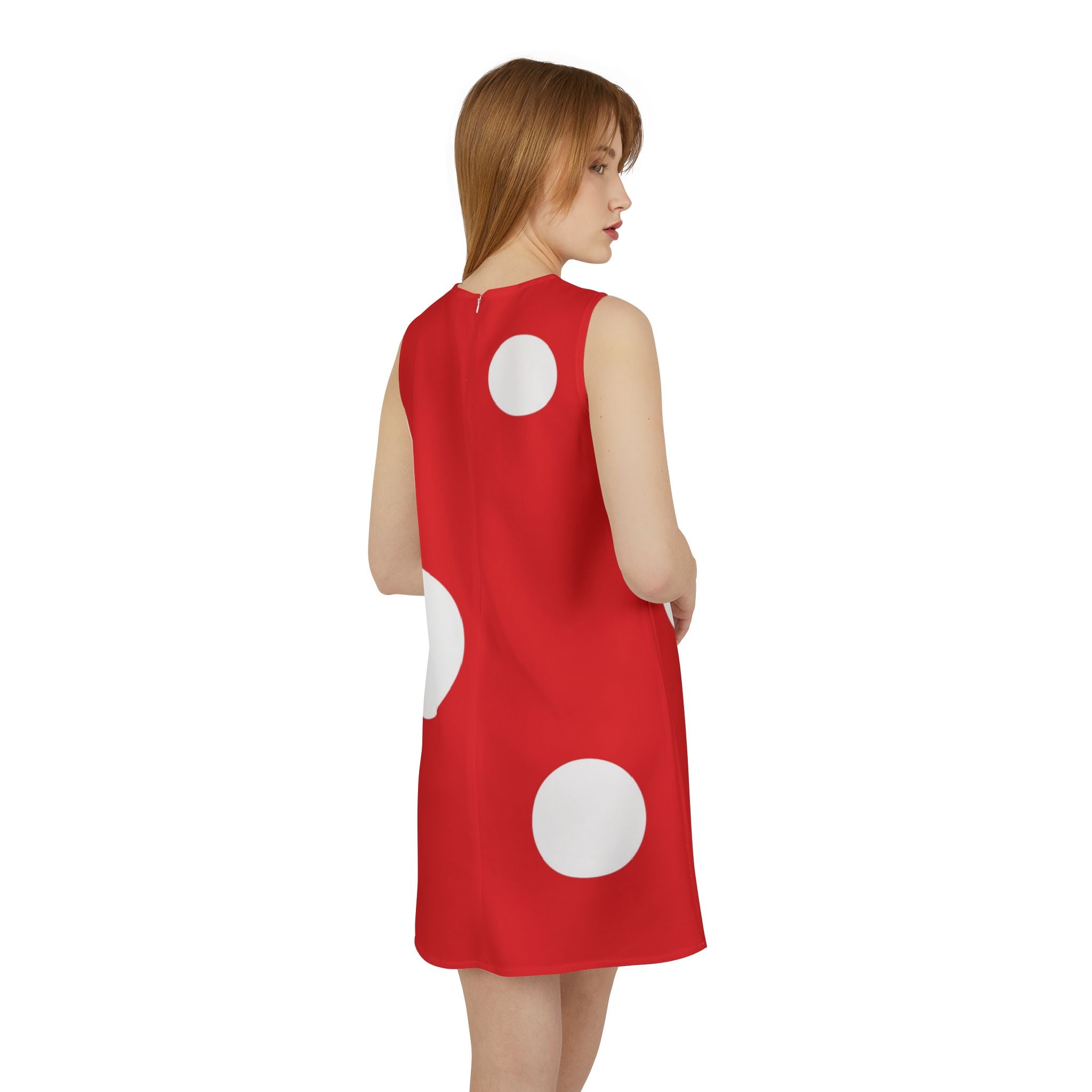 A-line Sleeveless Dress (AOP) Dots red