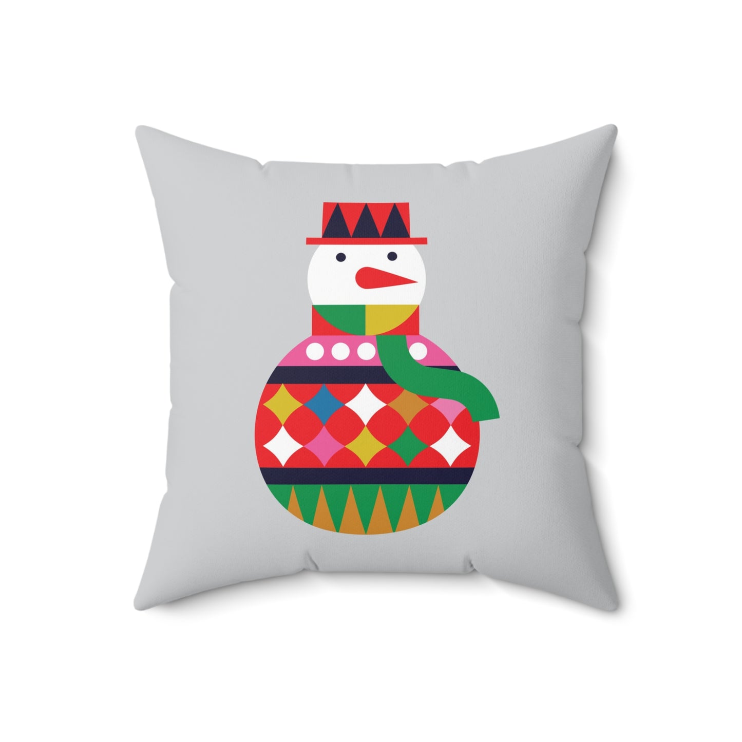 Faux Suede Square Pillow Christmas Snow Man