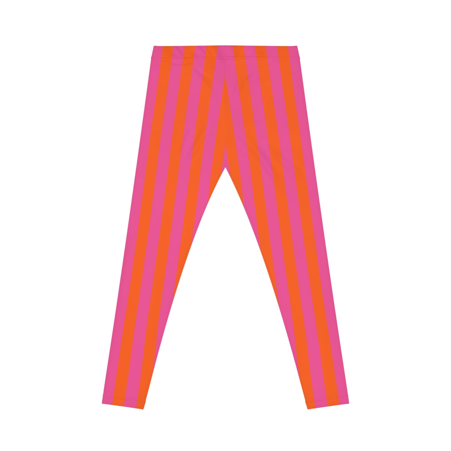 Women's Casual Leggings (AOP) Stripes pink orange