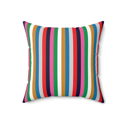 Faux Suede Square Pillow Christmas Stripes