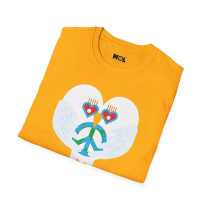 Unisex Softstyle T-Shirt „Frieden &amp; Liebe für die Welt“