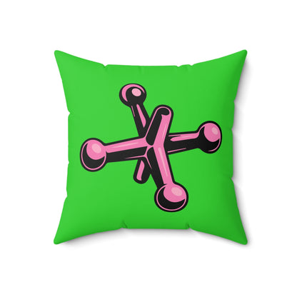 Faux Suede Square Pillow Jacks pink - green