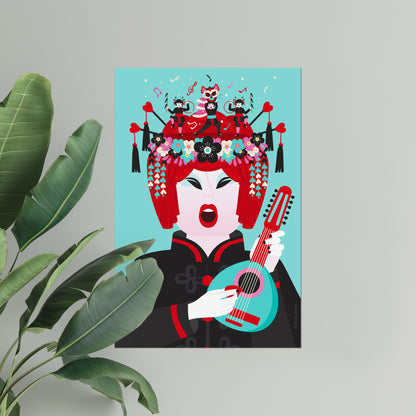 Giclée Fine Art Print - Beijing Opera Art  -The Mandoline Player