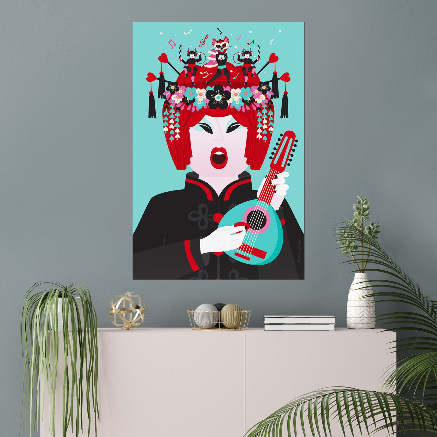 Giclée Fine Art Print - Beijing Opera Art  -The Mandoline Player