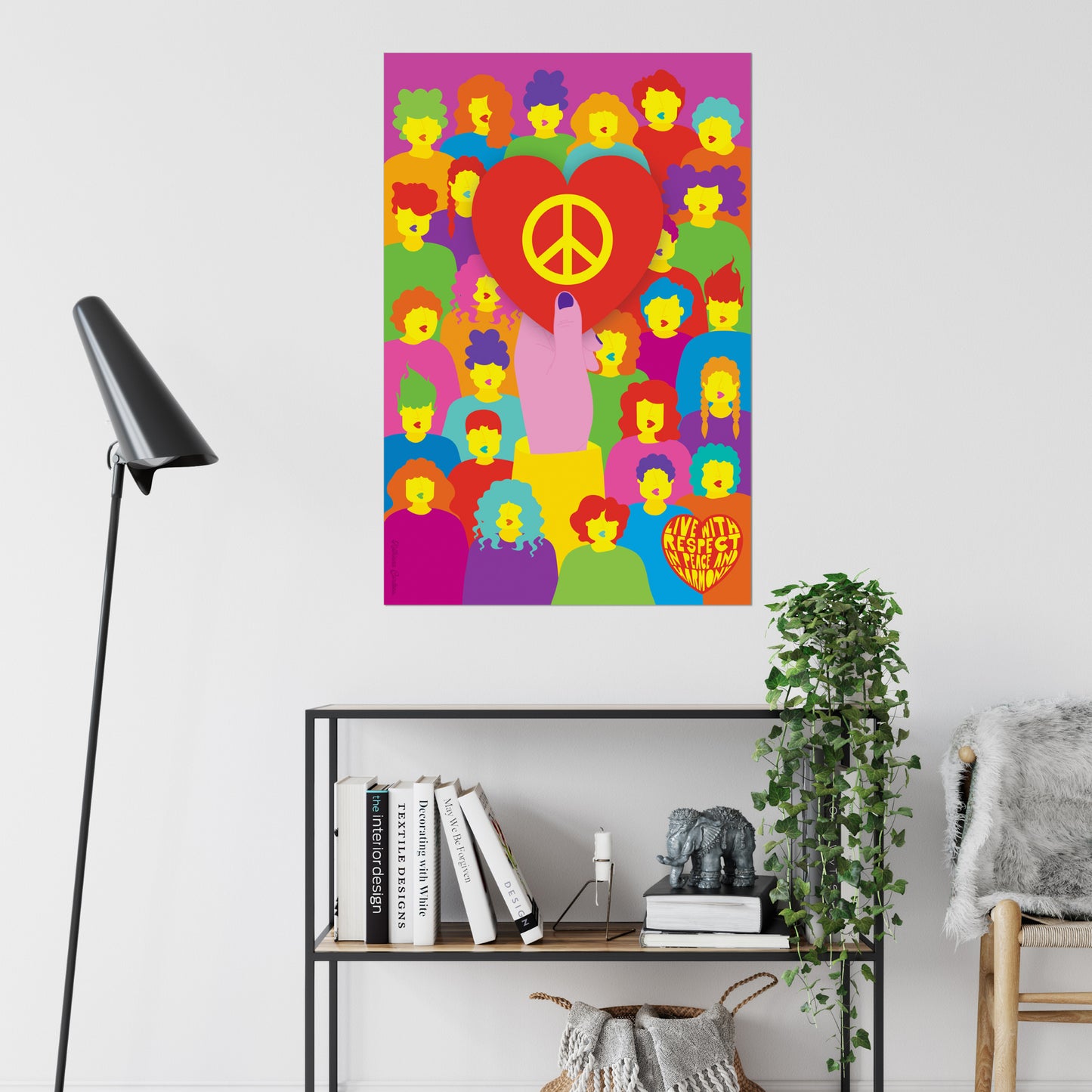 Giclée-Kunstdruck – Leben mit Frieden und Liebe 