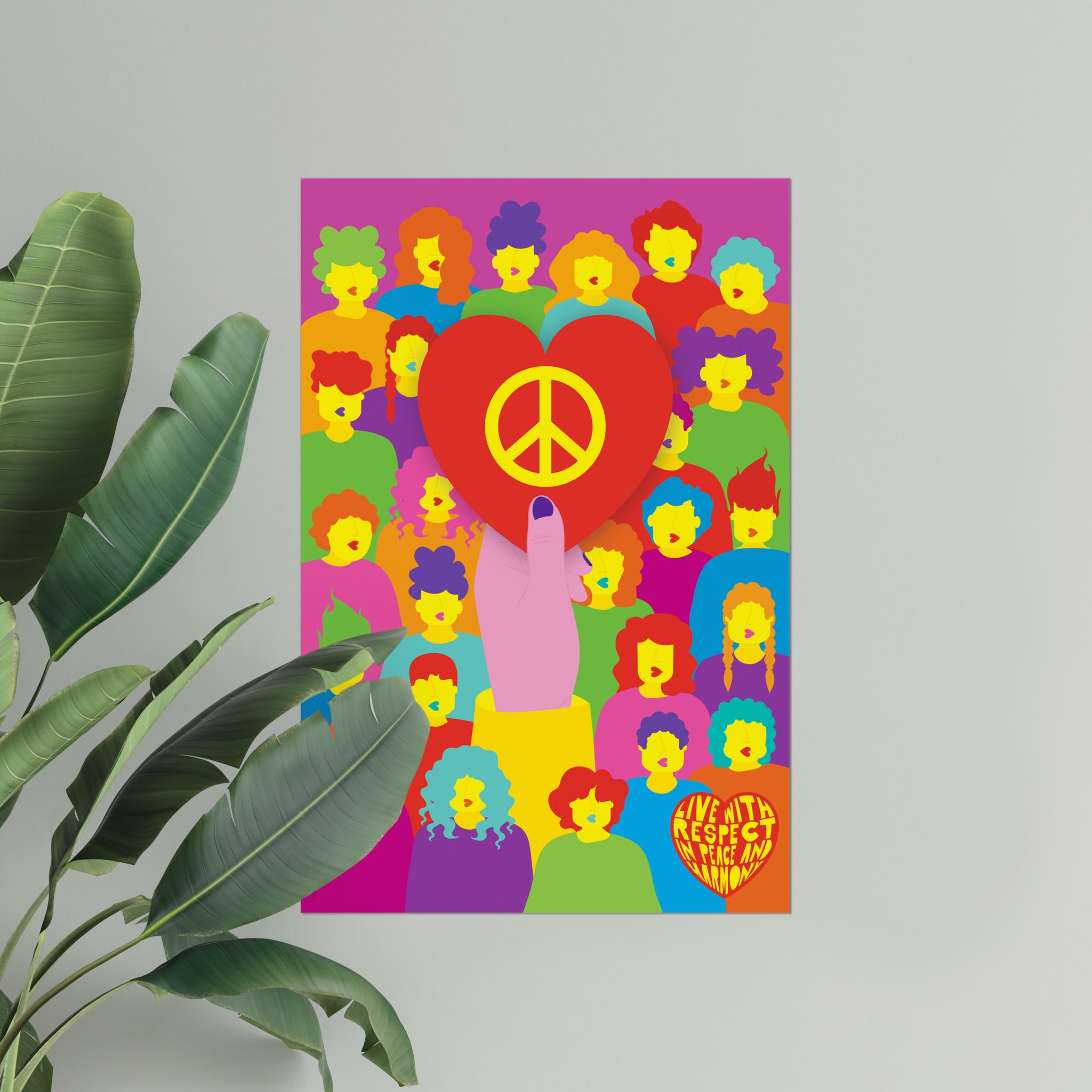 Giclée-Kunstdruck – Leben mit Frieden und Liebe 