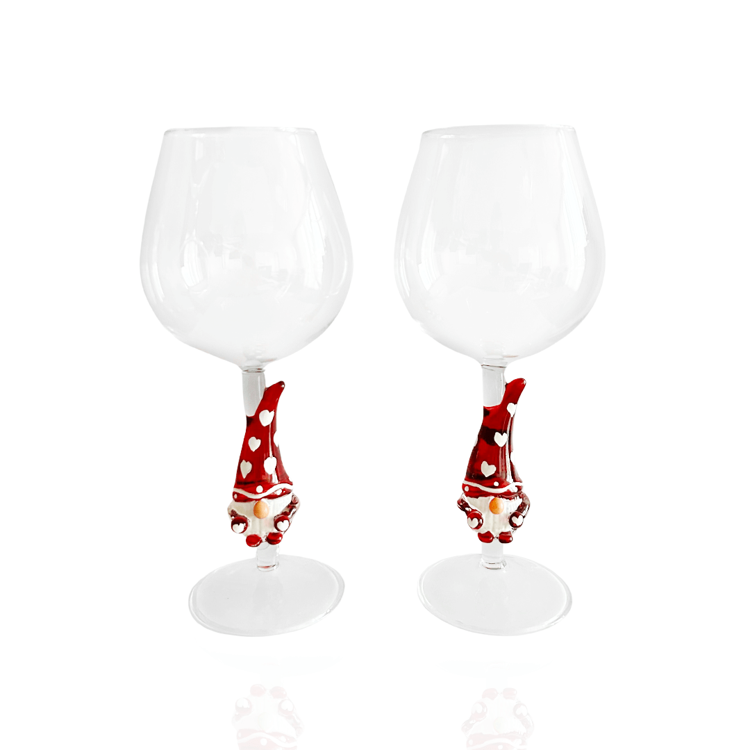 Christmas 3D Stemmed Gnome Wine Glasses