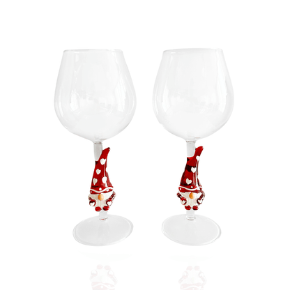 Christmas 3D Stemmed Gnome Wine Glasses