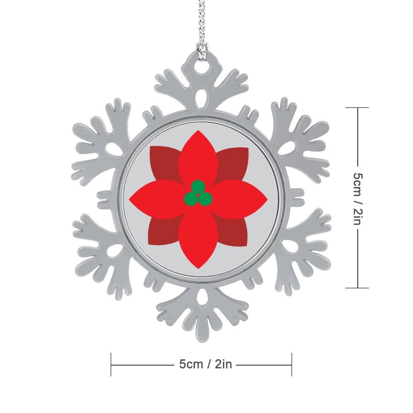 Christmas Aluminium Snowflake Decorations Red Flowers