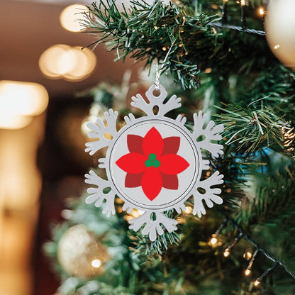 Christmas Aluminium Snowflake Decorations Red Flowers