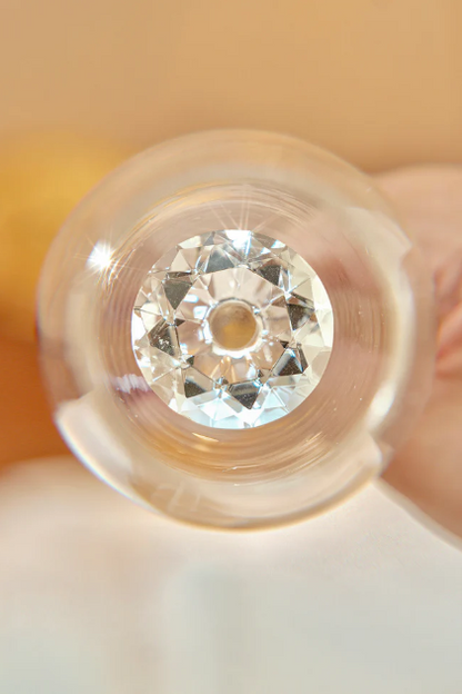 Champagne Flute Glassware | Set of 2, 7.8 OZ | Diamond Stemmed Glass, Gift for Her