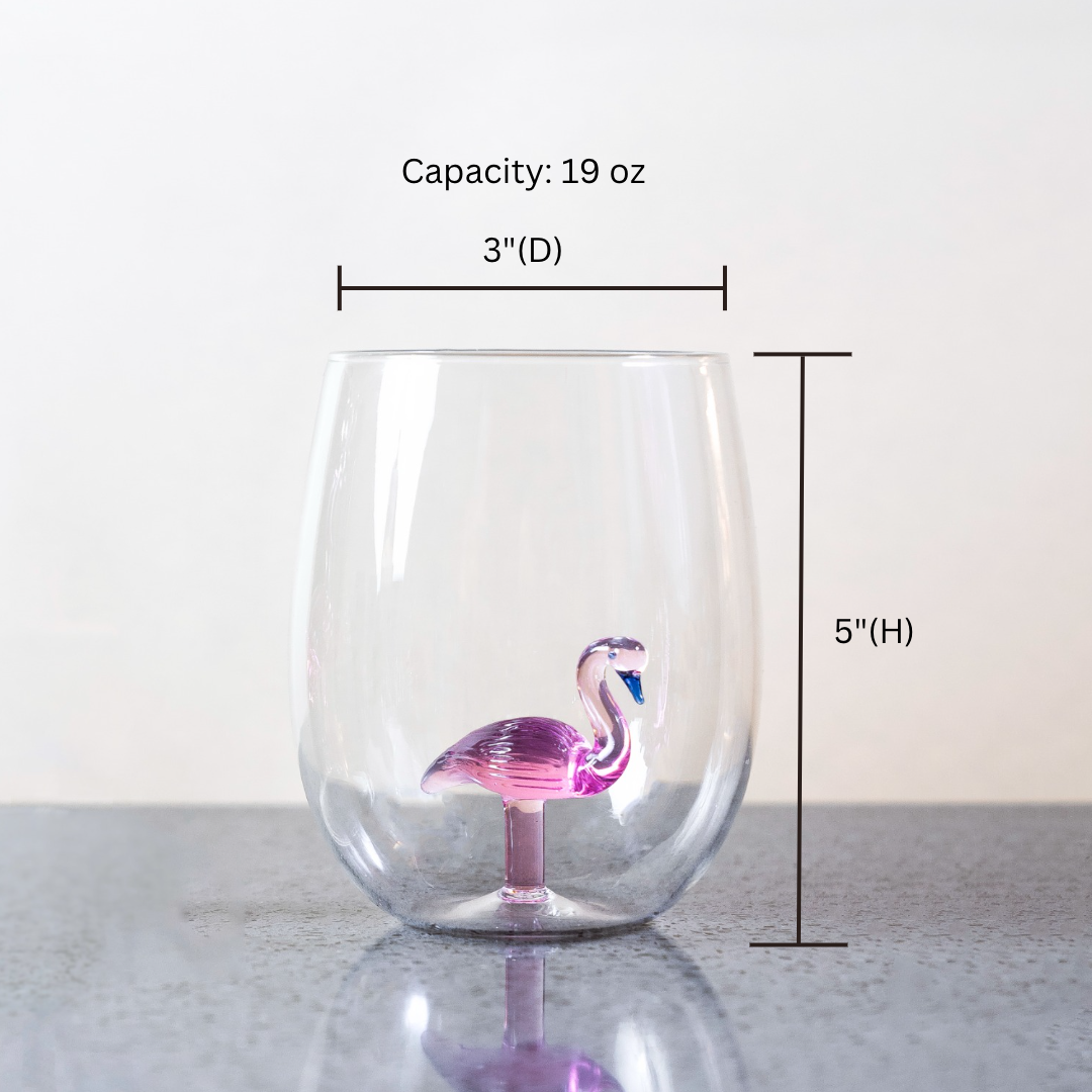 3D Flamingo Stemless Glasses