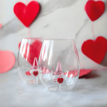 3D Gnome Heart Stemless Glasses
