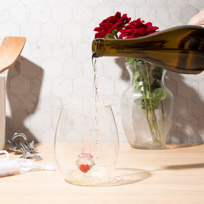 3D Gnome Heart Stemless Glasses