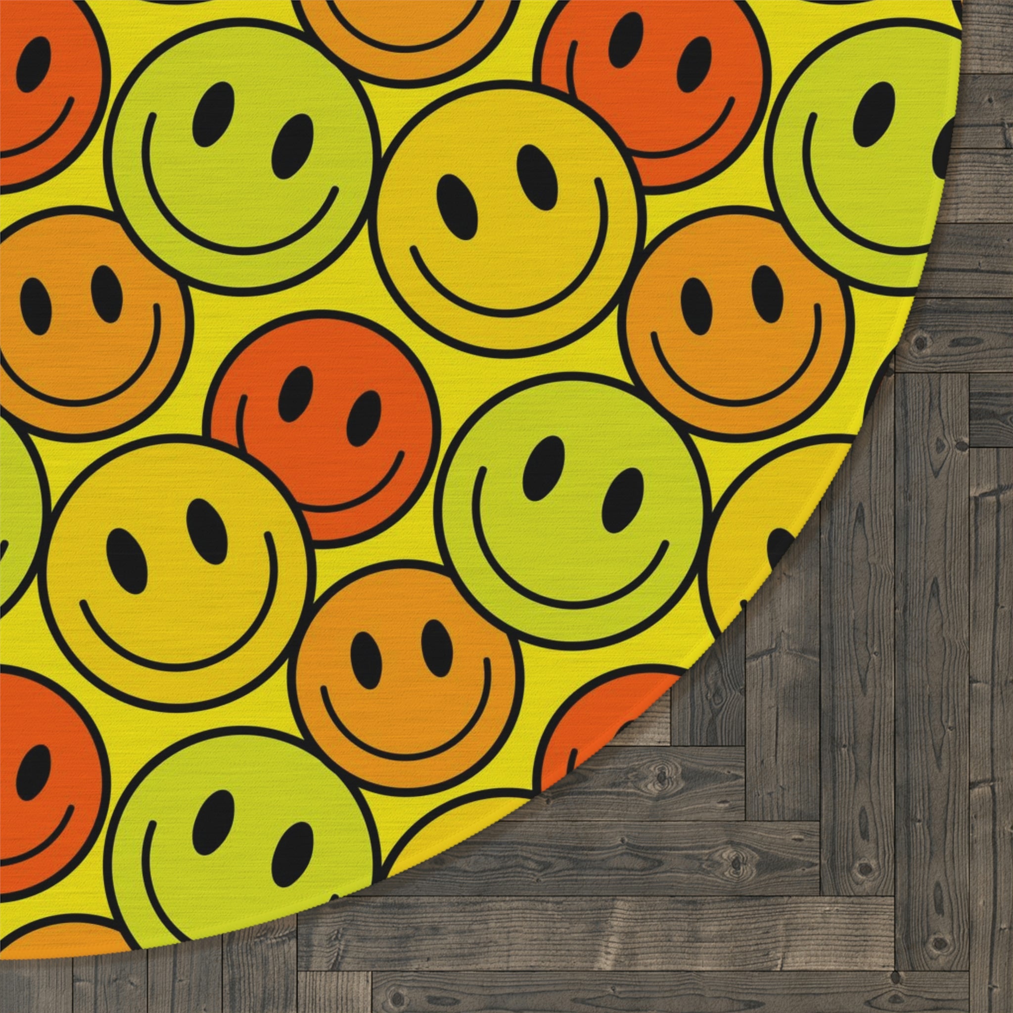 Alfombra Redonda Motivo Happy Face amarillo/naranja 