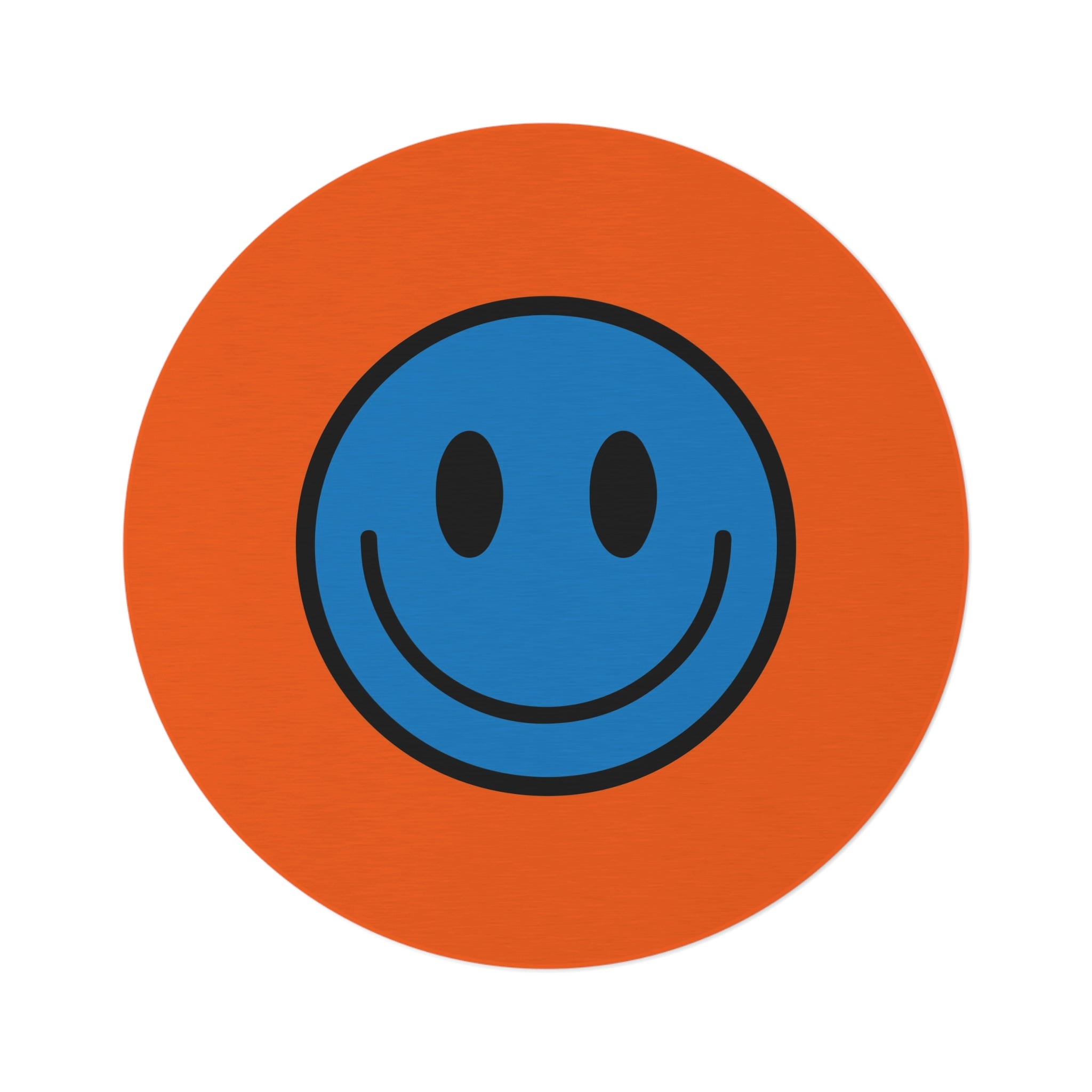 Alfombra Redonda Motivo Happy Face azul/naranja 
