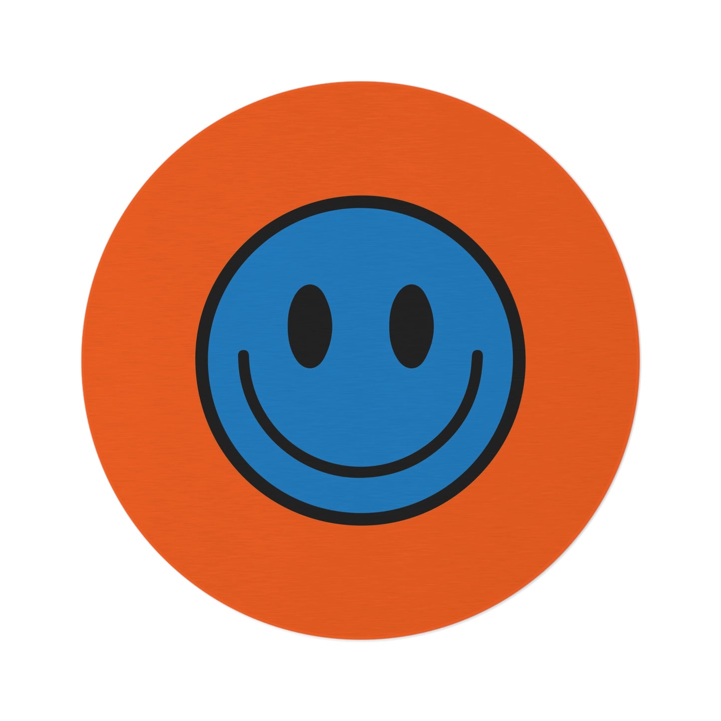 Round Rug Happy Face pattern blue/orange