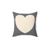 Love Spun Polyester Pillow Heart off white/grey