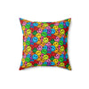 Spun Polyester Pillow Happy Face rainbow colors pattern s