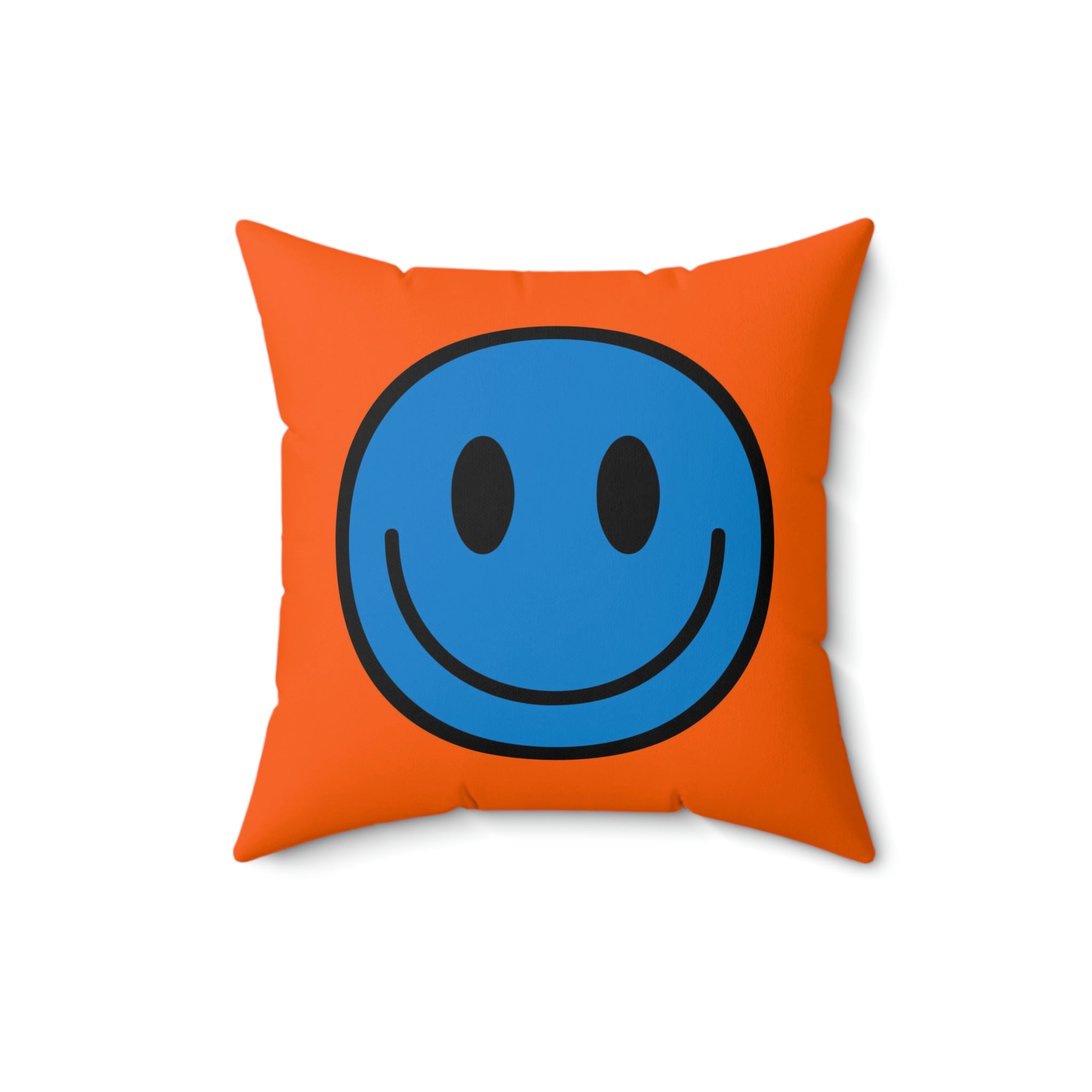 Cojín de poliéster hilado Happy Face azul/naranja