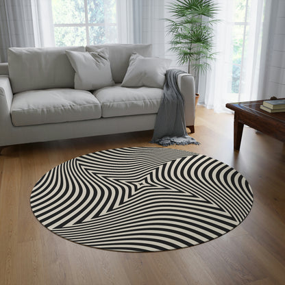 Round Rug Optical grey 1