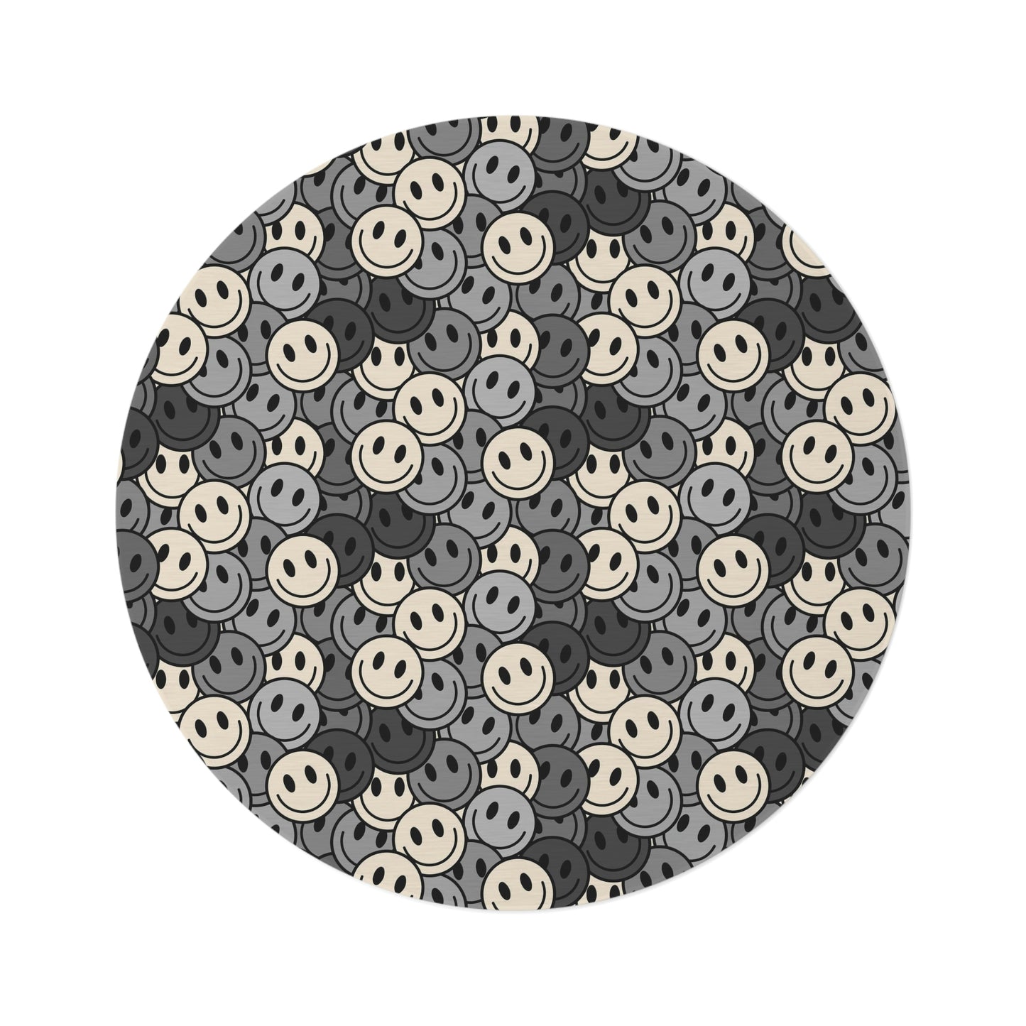 Round Rug Happy Face pattern 2 grey