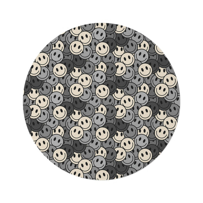 Round Rug Happy Face pattern 2 grey