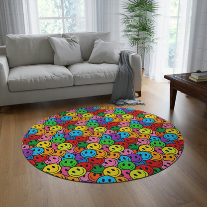 Round Rug Happy Face pattern colorful