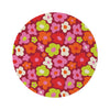 Round Rug Flowers red