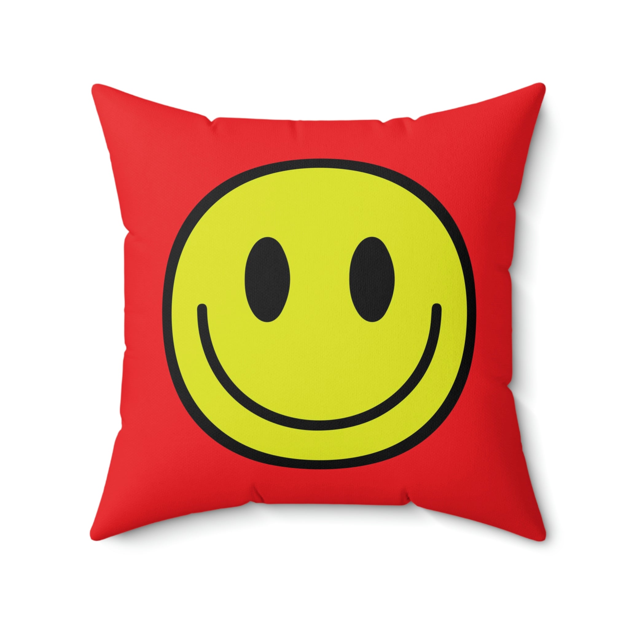 Spun Polyester Pillow Happy Face yellow/red