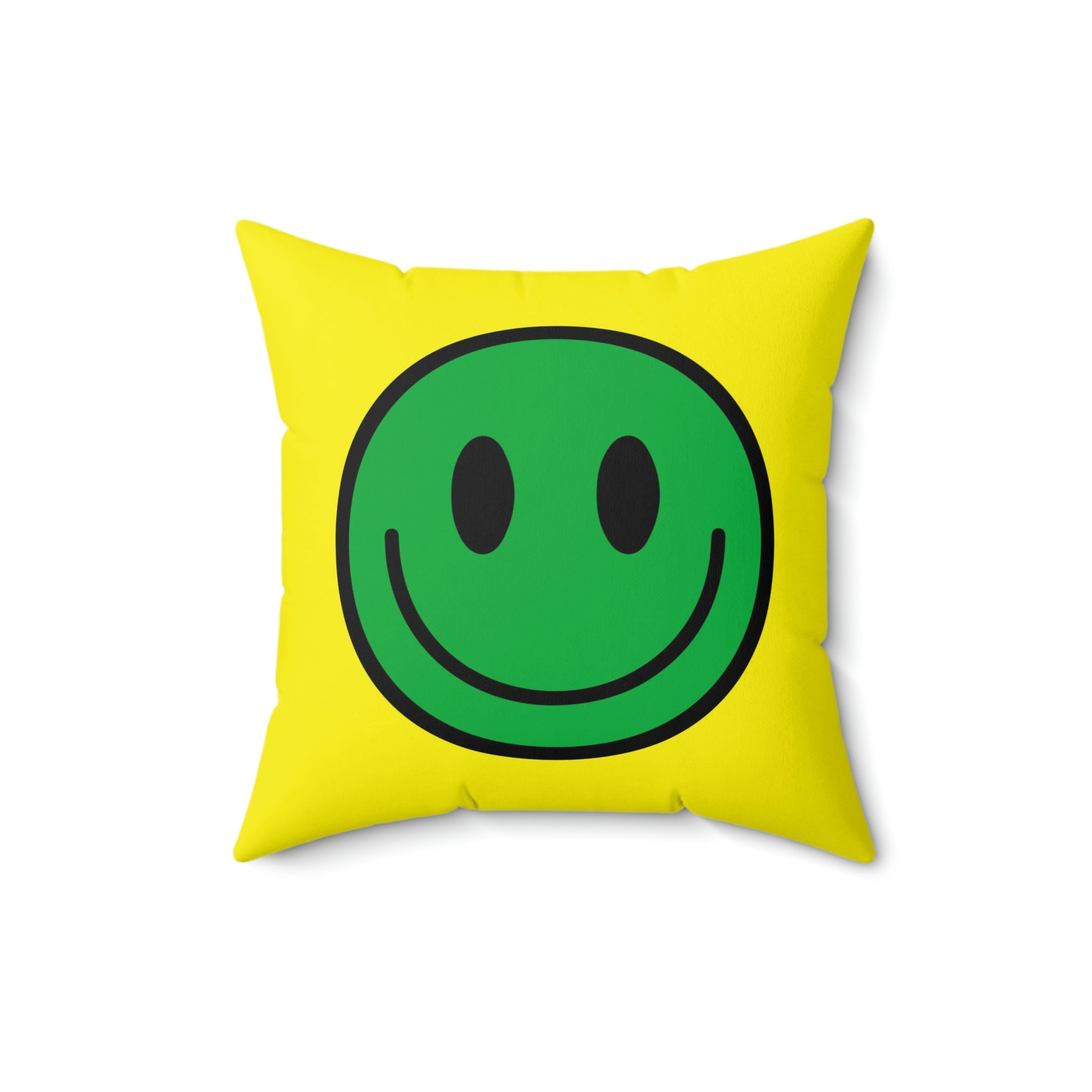 Cojín de poliéster hilado Happy Face verde/amarillo
